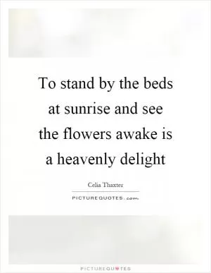 To stand by the beds at sunrise and see the flowers awake is a heavenly delight Picture Quote #1