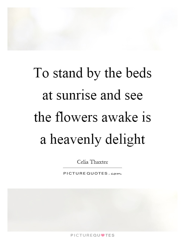 To stand by the beds at sunrise and see the flowers awake is a heavenly delight Picture Quote #1