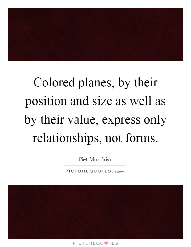 Colored planes, by their position and size as well as by their value, express only relationships, not forms Picture Quote #1