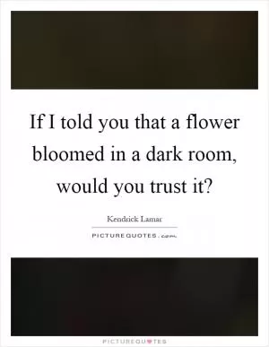 If I told you that a flower bloomed in a dark room, would you trust it? Picture Quote #1