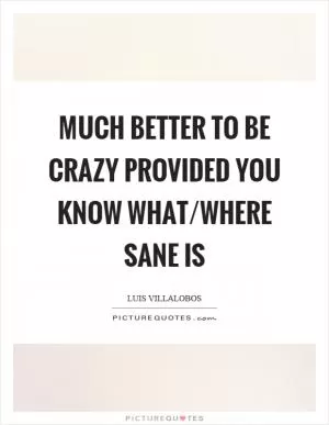 Much better to be crazy provided you know what/where sane is Picture Quote #1