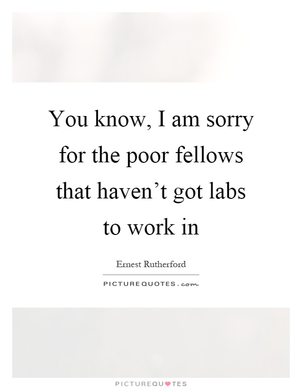 You know, I am sorry for the poor fellows that haven't got labs to work in Picture Quote #1