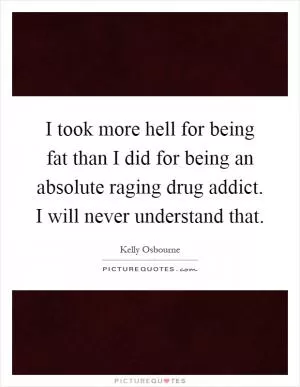 I took more hell for being fat than I did for being an absolute raging drug addict. I will never understand that Picture Quote #1