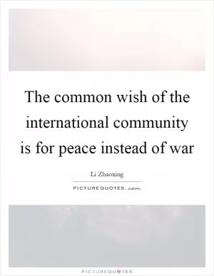 The common wish of the international community is for peace instead of war Picture Quote #1