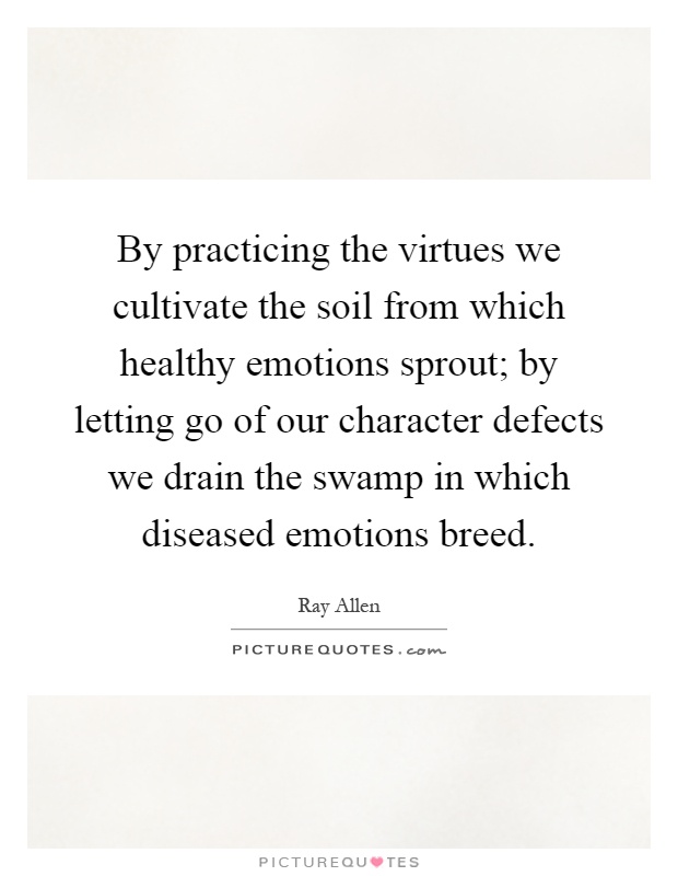 By practicing the virtues we cultivate the soil from which healthy emotions sprout; by letting go of our character defects we drain the swamp in which diseased emotions breed Picture Quote #1