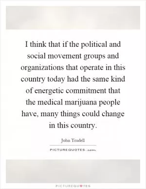I think that if the political and social movement groups and organizations that operate in this country today had the same kind of energetic commitment that the medical marijuana people have, many things could change in this country Picture Quote #1
