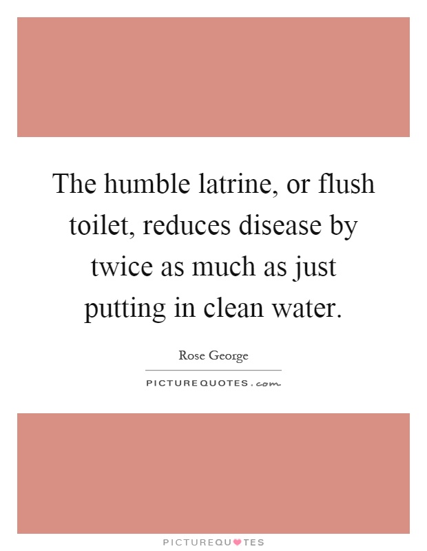 The humble latrine, or flush toilet, reduces disease by twice as much as just putting in clean water Picture Quote #1