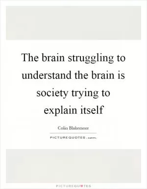 The brain struggling to understand the brain is society trying to explain itself Picture Quote #1