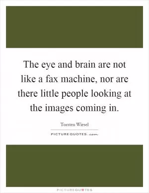 The eye and brain are not like a fax machine, nor are there little people looking at the images coming in Picture Quote #1