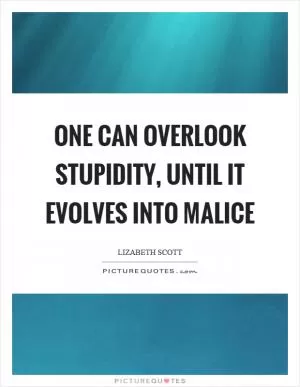 One can overlook stupidity, until it evolves into malice Picture Quote #1