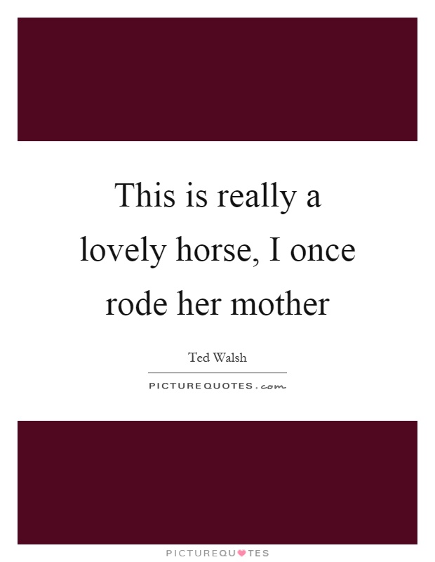 This is really a lovely horse, I once rode her mother Picture Quote #1