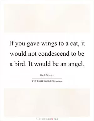 If you gave wings to a cat, it would not condescend to be a bird. It would be an angel Picture Quote #1