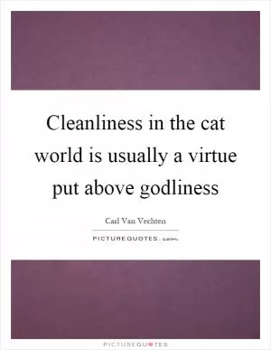 Cleanliness in the cat world is usually a virtue put above godliness Picture Quote #1