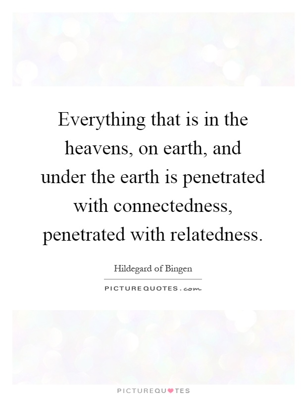 Everything that is in the heavens, on earth, and under the earth is penetrated with connectedness, penetrated with relatedness Picture Quote #1
