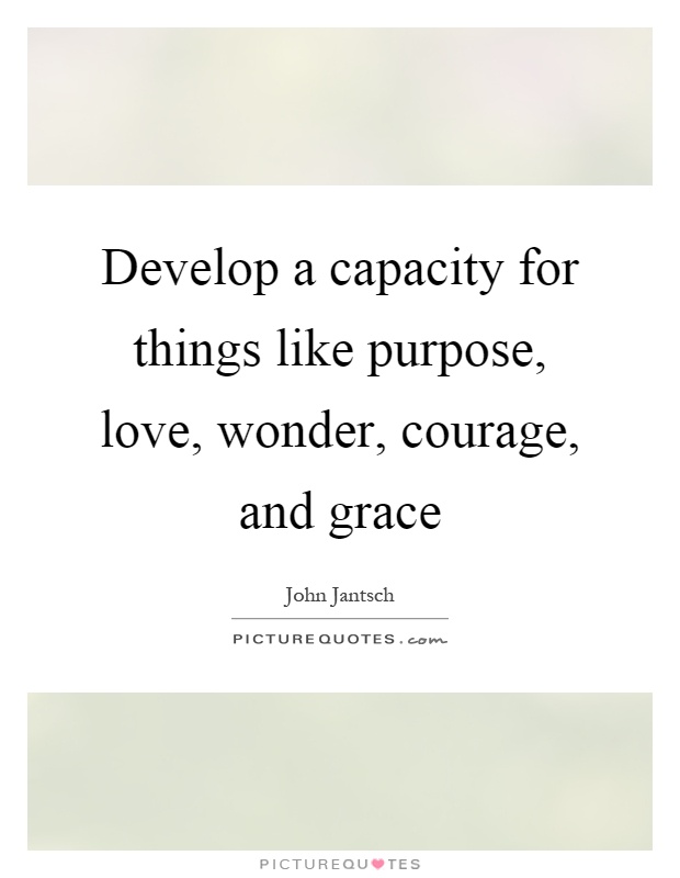 Develop a capacity for things like purpose, love, wonder, courage, and grace Picture Quote #1