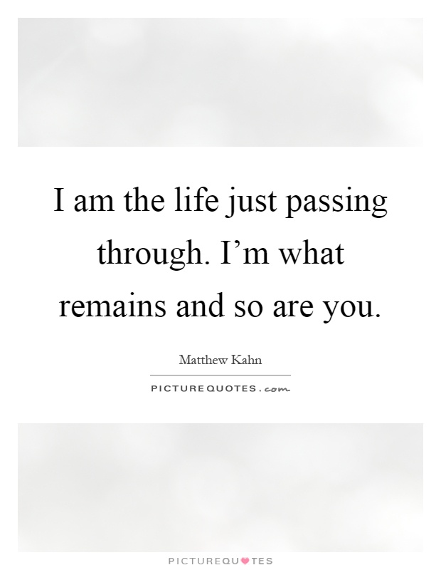 I am the life just passing through. I'm what remains and so are you Picture Quote #1