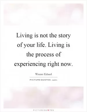 Living is not the story of your life. Living is the process of experiencing right now Picture Quote #1