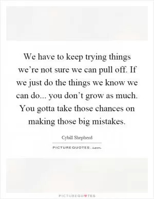We have to keep trying things we’re not sure we can pull off. If we just do the things we know we can do... you don’t grow as much. You gotta take those chances on making those big mistakes Picture Quote #1