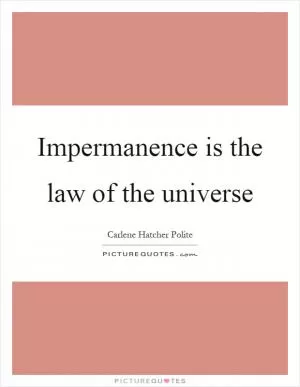 Impermanence is the law of the universe Picture Quote #1