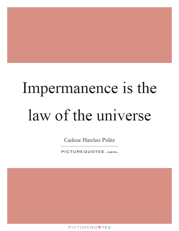 Impermanence is the law of the universe Picture Quote #1