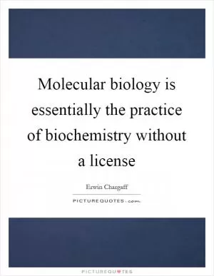 Molecular biology is essentially the practice of biochemistry without a license Picture Quote #1