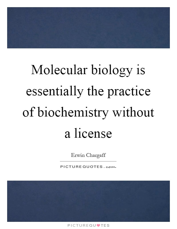 Molecular biology is essentially the practice of biochemistry without a license Picture Quote #1
