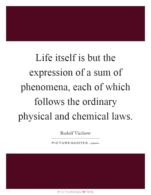 Life itself is but the expression of a sum of phenomena, each of which follows the ordinary physical and chemical laws Picture Quote #1