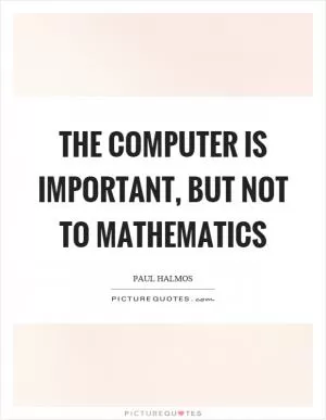 The computer is important, but not to mathematics Picture Quote #1