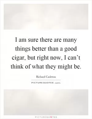 I am sure there are many things better than a good cigar, but right now, I can’t think of what they might be Picture Quote #1