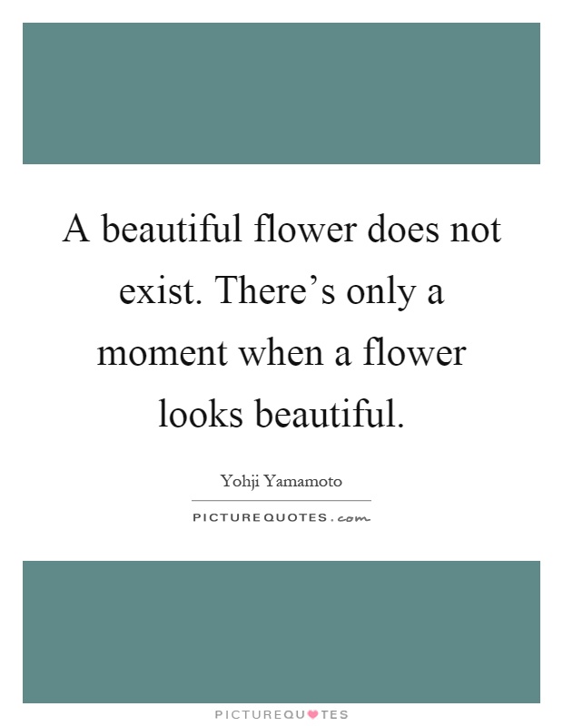 A beautiful flower does not exist. There's only a moment when a flower looks beautiful Picture Quote #1