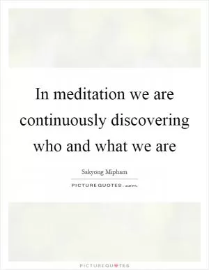 In meditation we are continuously discovering who and what we are Picture Quote #1