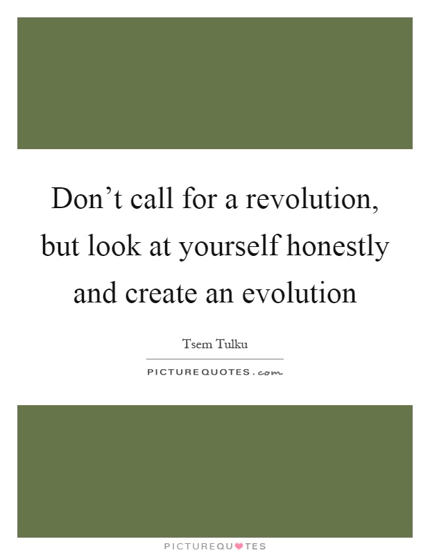 Don't call for a revolution, but look at yourself honestly and create an evolution Picture Quote #1