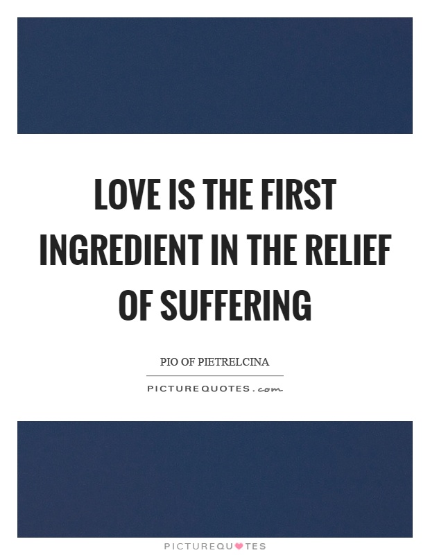 Love is the first ingredient in the relief of suffering Picture Quote #1