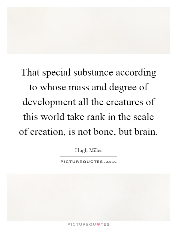 That special substance according to whose mass and degree of development all the creatures of this world take rank in the scale of creation, is not bone, but brain Picture Quote #1