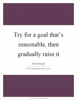 Try for a goal that’s reasonable, then gradually raise it Picture Quote #1