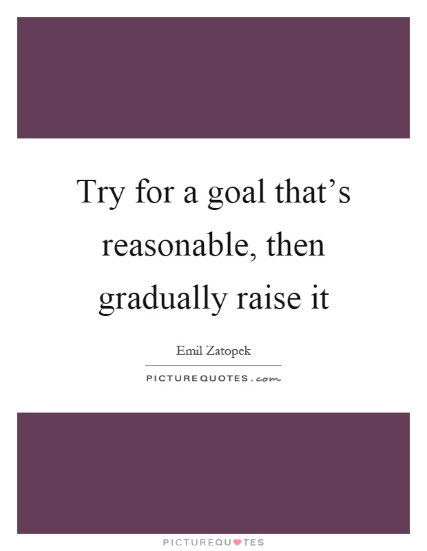 Try for a goal that's reasonable, then gradually raise it Picture Quote #1