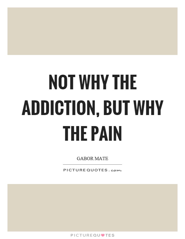 Not why the addiction, but why the pain Picture Quote #1