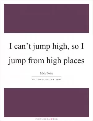 I can’t jump high, so I jump from high places Picture Quote #1