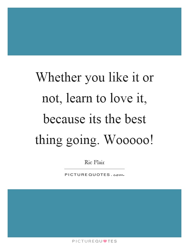 Whether you like it or not, learn to love it, because its the best thing going. Wooooo! Picture Quote #1
