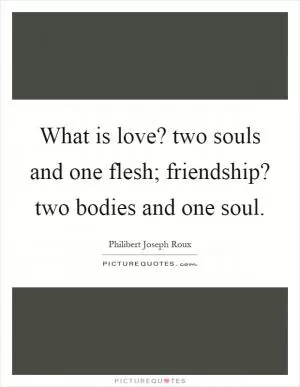 What is love? two souls and one flesh; friendship? two bodies and one soul Picture Quote #1