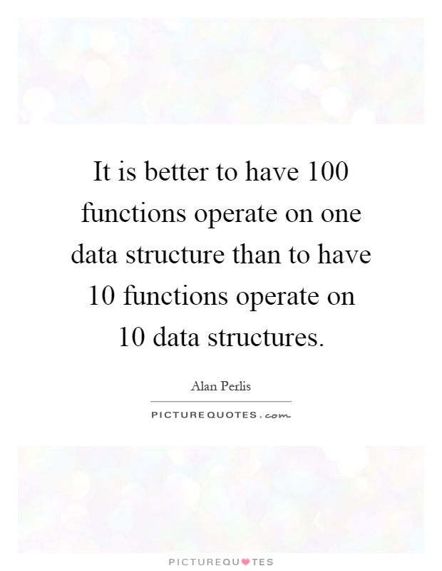 It is better to have 100 functions operate on one data structure than to have 10 functions operate on 10 data structures Picture Quote #1