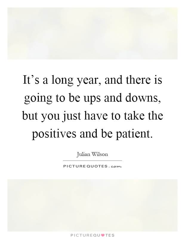 It's a long year, and there is going to be ups and downs, but you just have to take the positives and be patient Picture Quote #1