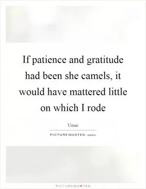 If patience and gratitude had been she camels, it would have mattered little on which I rode Picture Quote #1