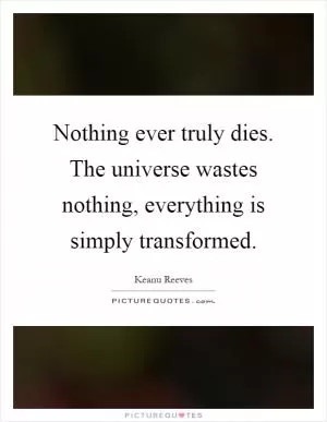 Nothing ever truly dies. The universe wastes nothing, everything is simply transformed Picture Quote #1