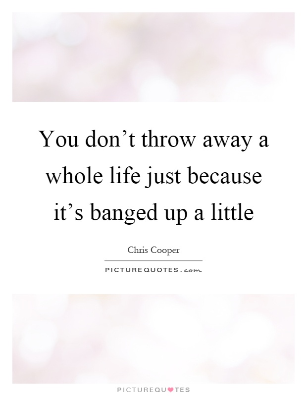 You don't throw away a whole life just because it's banged up a little Picture Quote #1