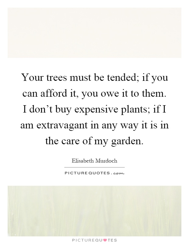 Your trees must be tended; if you can afford it, you owe it to them. I don't buy expensive plants; if I am extravagant in any way it is in the care of my garden Picture Quote #1