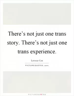 There’s not just one trans story. There’s not just one trans experience Picture Quote #1