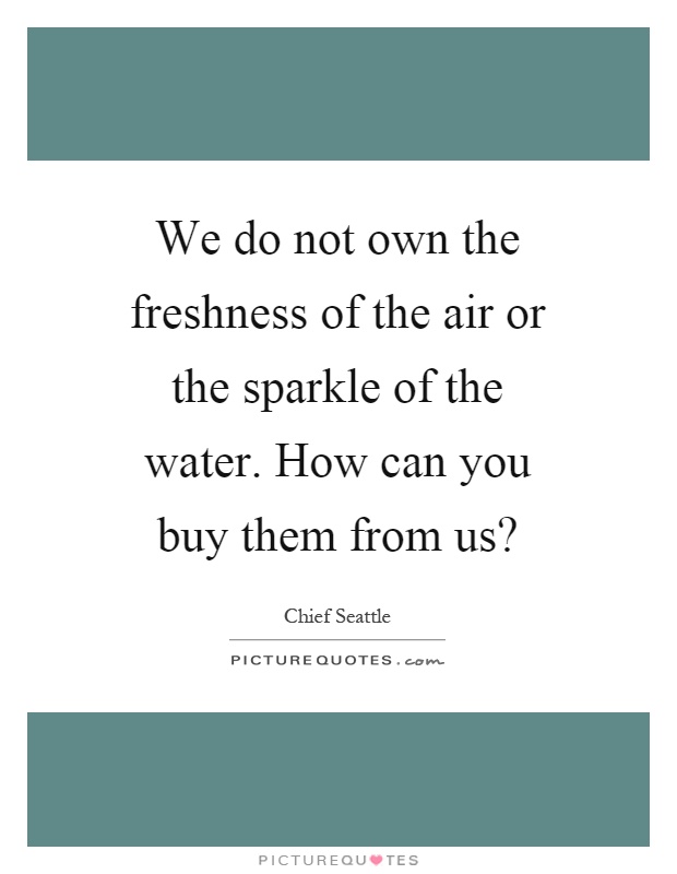 We do not own the freshness of the air or the sparkle of the water. How can you buy them from us? Picture Quote #1