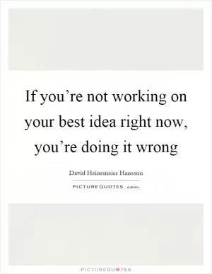 If you’re not working on your best idea right now, you’re doing it wrong Picture Quote #1