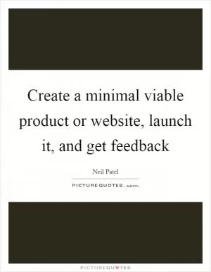 Create a minimal viable product or website, launch it, and get feedback Picture Quote #1